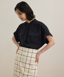 ROPE' | 【洗える・カセット服】バックサテンフラップブラウス/お仕事・通勤・セットアップ対応【ドラマ着用】(シャツ/ブラウス)