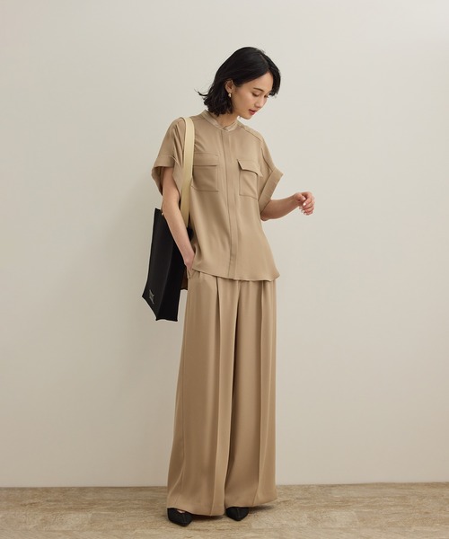 ブラウス シャツ 「洗える・カセット服」バックサテンフラップブラウス/お仕事・通勤・セットアップ対応「ドラマ着用」 レディース 洗える・カセット服】バックサテンフラップブラウス/お仕事