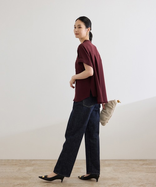 【洗える・カセット服】バックサテンフラップブラウス/お仕事・通勤・セットアップ対応【ドラマ着用】 ROPE'｜【洗える・カセット服】バックサテンフラップブラウス/お