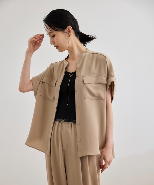 ブラウス シャツ 「洗える・カセット服」バックサテンフラップブラウス/お仕事・通勤・セットアップ対応「ドラマ着用」 レディース 洗える・カセット服】バックサテンフラップブラウス/お仕事