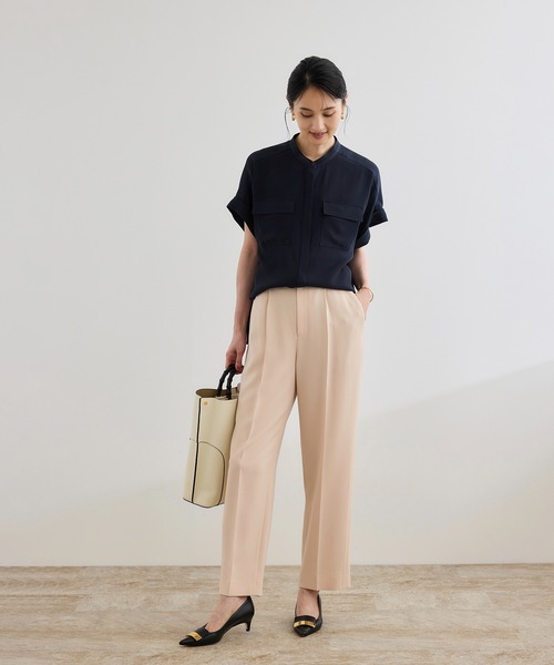 ROPE' / ロペ 【洗える・カセット服】バックサテンフラップブラウス/お仕事・通勤・セットアップ対応【ドラマ着用】 洗える・カセット服】バックサテンフラップブラウス/お仕事
