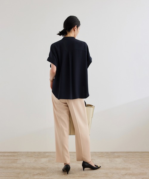 ROPE' / ロペ 【洗える・カセット服】バックサテンフラップブラウス/お仕事・通勤・セットアップ対応【ドラマ着用】 洗える・カセット服】バックサテンフラップブラウス/お仕事