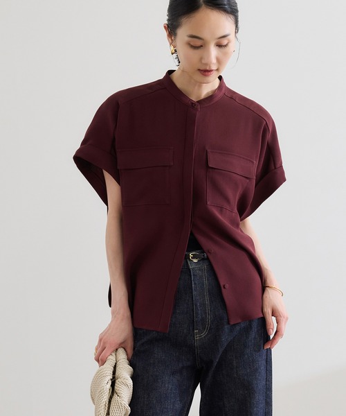 ブラウス シャツ 「洗える・カセット服」バックサテンフラップブラウス/お仕事・通勤・セットアップ対応「ドラマ着用」 レディース 洗える・カセット服】バックサテンフラップブラウス/お仕事