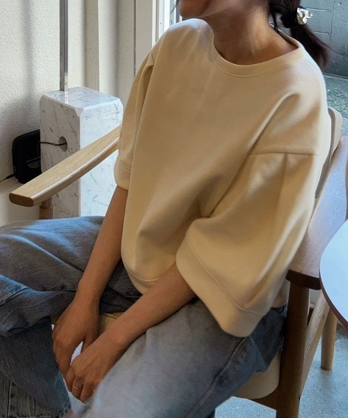トレーナー スウェット 半袖パフスリーブスウェット／half sleeve puff sweat(aki select) クルーネック シンプル 大人 セール】半袖パフスリーブスウェット／half sleeve puff sweat