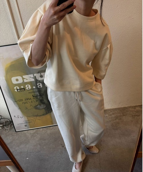 セール】半袖パフスリーブスウェット／half sleeve puff sweat