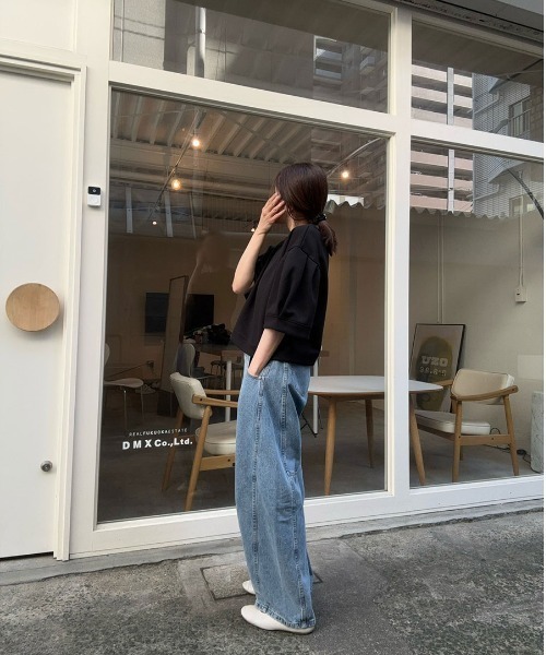 トレーナー スウェット 半袖パフスリーブスウェット／half sleeve puff sweat(aki select) クルーネック シンプル 大人 セール】半袖パフスリーブスウェット／half sleeve puff sweat