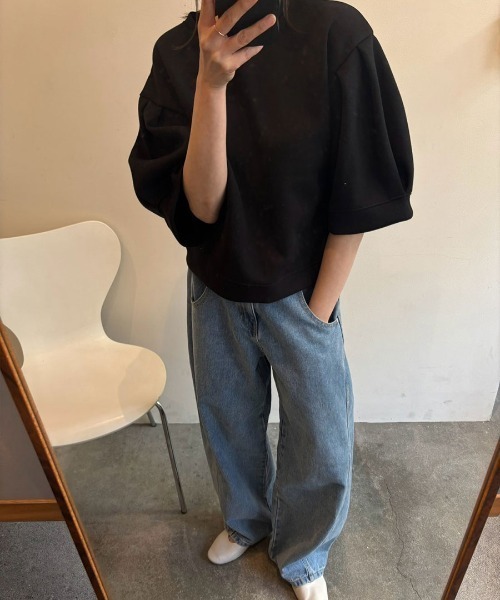 セール】半袖パフスリーブスウェット／half sleeve puff sweat