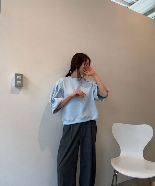 トレーナー スウェット 半袖パフスリーブスウェット／half sleeve puff sweat(aki select) クルーネック シンプル 大人 セール】半袖パフスリーブスウェット／half sleeve puff sweat