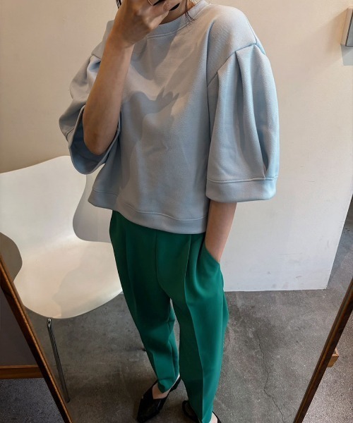 トレーナー スウェット 半袖パフスリーブスウェット／half sleeve puff sweat(aki select) クルーネック シンプル 大人 セール】半袖パフスリーブスウェット／half sleeve puff sweat