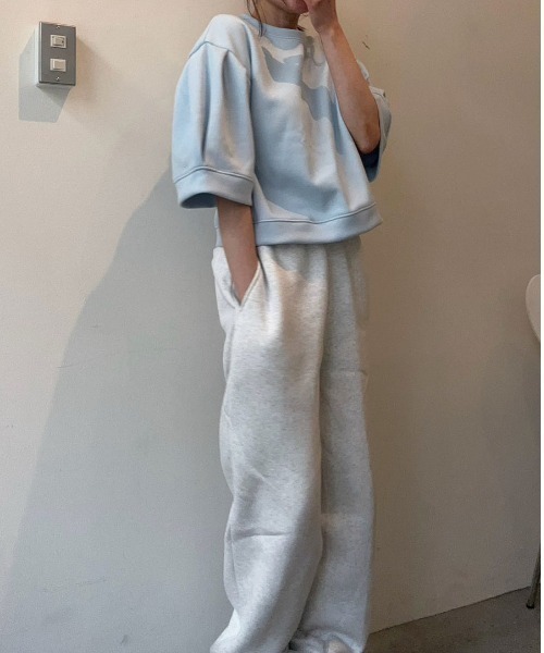セール】半袖パフスリーブスウェット／half sleeve puff sweat