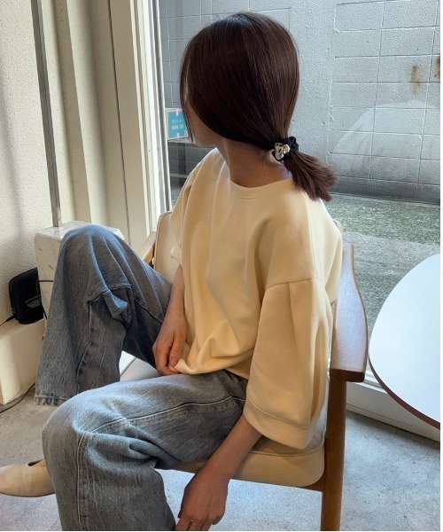 トレーナー スウェット 半袖パフスリーブスウェット／half sleeve puff sweat(aki select) クルーネック シンプル 大人 セール】半袖パフスリーブスウェット／half sleeve puff sweat