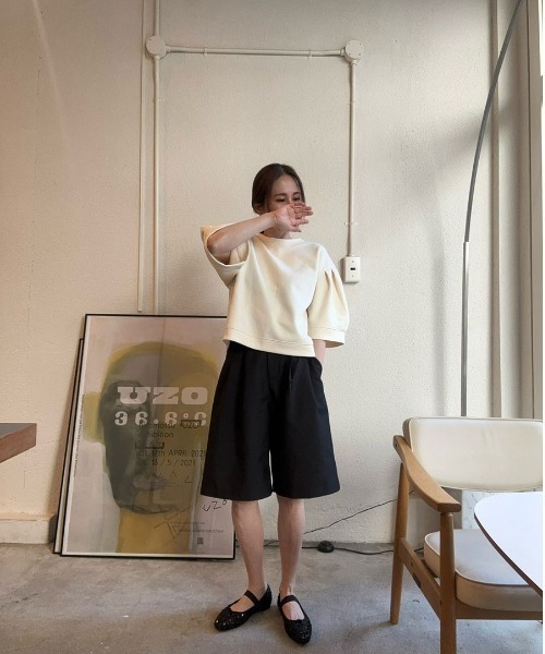 トレーナー スウェット 半袖パフスリーブスウェット／half sleeve puff sweat(aki select) クルーネック シンプル 大人 セール】半袖パフスリーブスウェット／half sleeve puff sweat