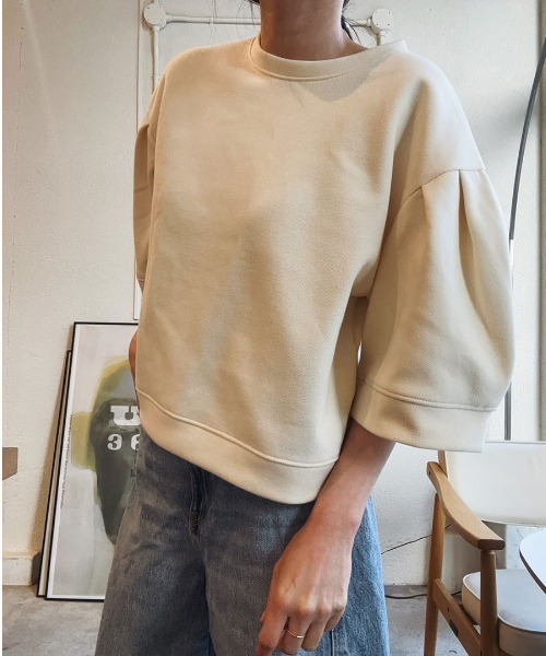 トレーナー スウェット 半袖パフスリーブスウェット／half sleeve puff sweat(aki select) クルーネック シンプル 大人 セール】半袖パフスリーブスウェット／half sleeve puff sweat