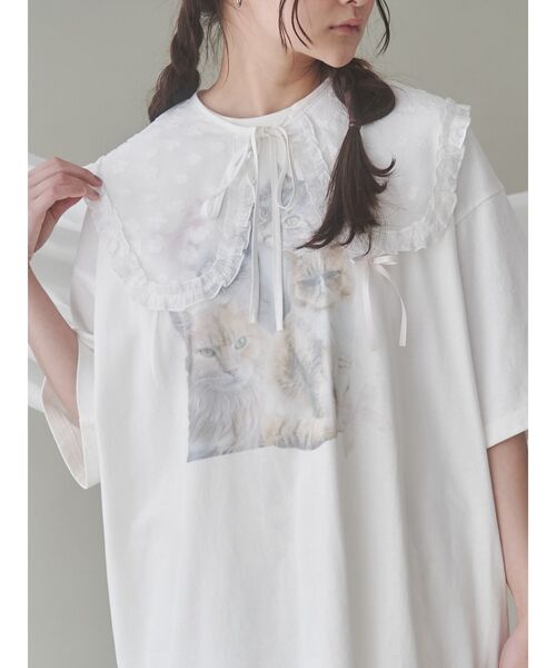 merry jenny（メリージェニー）の「シアージャガードつけ襟（付け襟・レディース・オフホワイト/アイボリー/ブラック・FREE）」の2枚目の写真