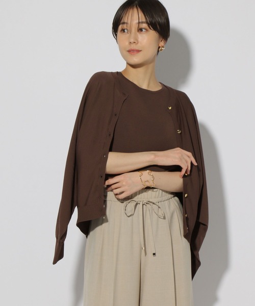 Elura（エルーラ）の「サラサラタッチショートカーディガン/321514（カーディガン/ボレロ・レディース・ダークブラウン/ネイビー/ブルー/ブラック/アイボリー・MEDIUM/LARGE）」の4枚目の写真