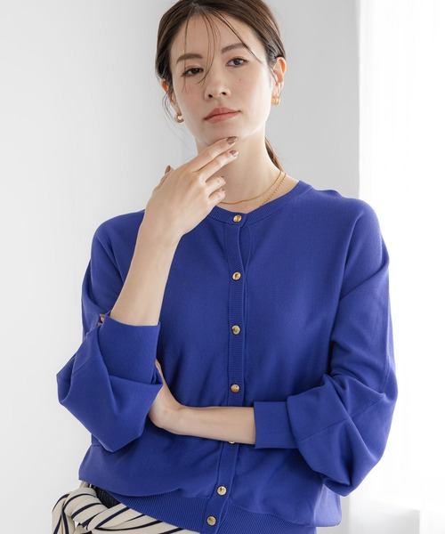 Elura（エルーラ）の「サラサラタッチショートカーディガン/321514（カーディガン/ボレロ・レディース・ダークブラウン/ネイビー/ブルー/ブラック/アイボリー・MEDIUM/LARGE）」の5枚目の写真