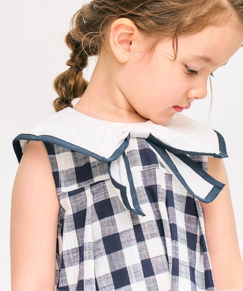 apres les cours（アプレレクール）の「【リンク】リボンセーラーワンピース（ワンピース・キッズ・オフホワイト/ネイビー・80/90/100/110/120/130/140）」の5枚目の写真