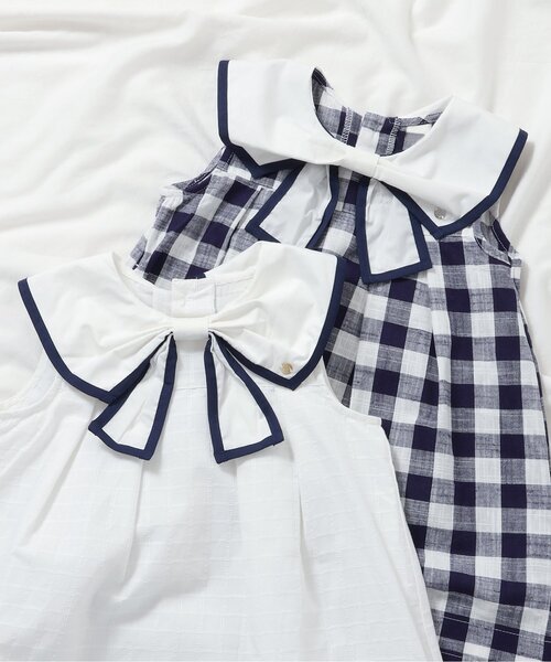 apres les cours（アプレレクール）の「【リンク】リボンセーラーワンピース（ワンピース・キッズ・オフホワイト/ネイビー・80/90/100/110/120/130/140）」の9枚目の写真