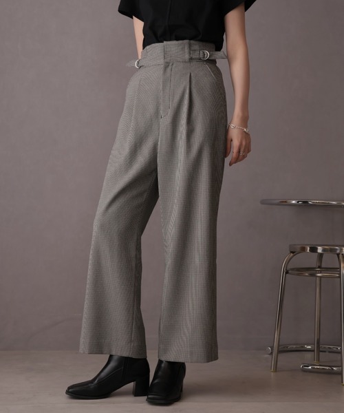 ハイウエストサイドベルトワイドパンツ（スラックス）｜Ulysses