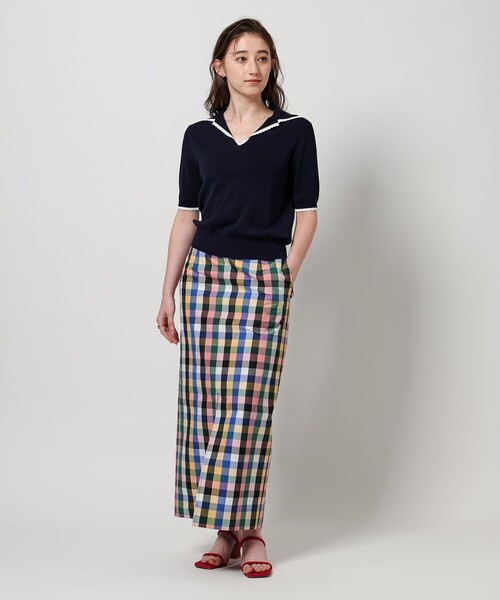 united arrows スカラップ セーラーカラー ショートスリーブニット UNITED ARROWS｜スカラップ セーラーカラー ショートスリーブ