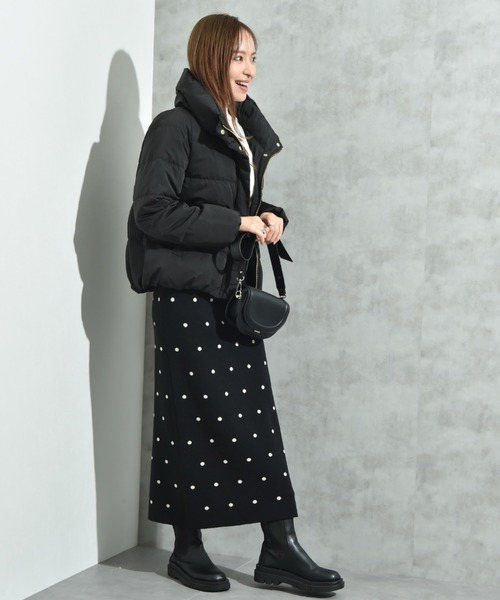 INTERPLANET（インタープラネット）の「ピーチスキンショートダウン（ダウンジャケット/コート・レディース・ネイビー/ベージュ/ブラック/オフホワイト/グレイッシュベージュ・LARGE/MEDIUM）」の10枚目の写真