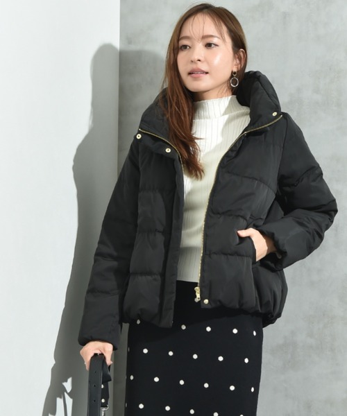 INTERPLANET（インタープラネット）の「ピーチスキンショートダウン（ダウンジャケット/コート・レディース・ネイビー/ベージュ/ブラック/オフホワイト/グレイッシュベージュ・LARGE/MEDIUM）」の12枚目の写真