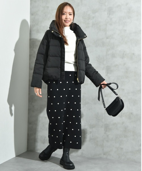 INTERPLANET（インタープラネット）の「ピーチスキンショートダウン（ダウンジャケット/コート・レディース・ネイビー/ベージュ/ブラック/オフホワイト/グレイッシュベージュ・LARGE/MEDIUM）」の11枚目の写真