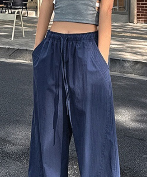 gossip!ロサンゼルス(ゴシップロサンゼルス)の「YUGA ワイドレッグスポーツパンツ(カーゴパンツ・レディース・ブラック/ネイビー/オフホワイト・L/M)」の5枚目の写真
