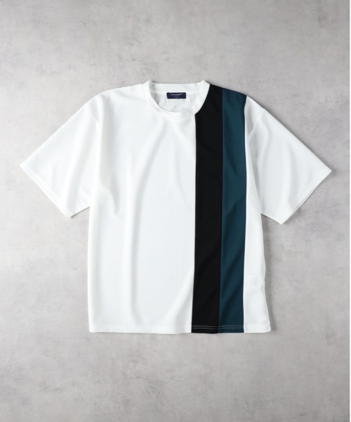 BACK NUMBER(バックナンバー)の「BACK NUMBER(バックナンバー)【メンズ】ジョーゼット縦切替えデザインTシャツ(Tシャツ/カットソー・メンズ・ブラック/ネイビー/ホワイト・L/XL/M)」の11枚目の写真