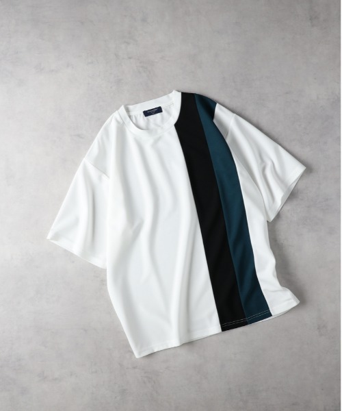 BACK NUMBER(バックナンバー)の「BACK NUMBER(バックナンバー)【メンズ】ジョーゼット縦切替えデザインTシャツ(Tシャツ/カットソー・メンズ・ブラック/ネイビー/ホワイト・L/XL/M)」の12枚目の写真