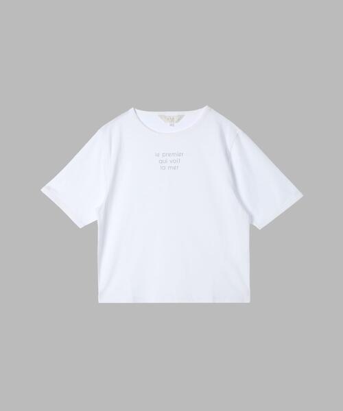 To b. by agnes b.(トゥービーバイアニエスベー)の「メッセージ プリント 半袖 Tシャツ "Le premier qui voit la mer"(Tシャツ/カットソー・レディース・ホワイト・40/38)」の2枚目の写真