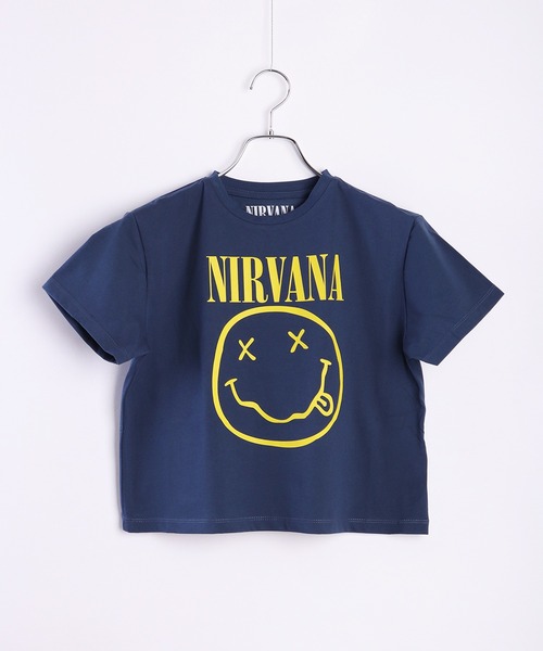 ROCK-OFF（ロックオフ）の「ROCKOFF ミュージシャン ショート丈 ロックTシャツ 半袖 プリント ニルバーナ ローリングストーンズ（Tシャツ/カットソー・レディース・ネイビー/ブラック/ダークネイビー/オリーブ/グレー系その他/ブラック系その他/グレー・S/L/M）」の8枚目の写真
