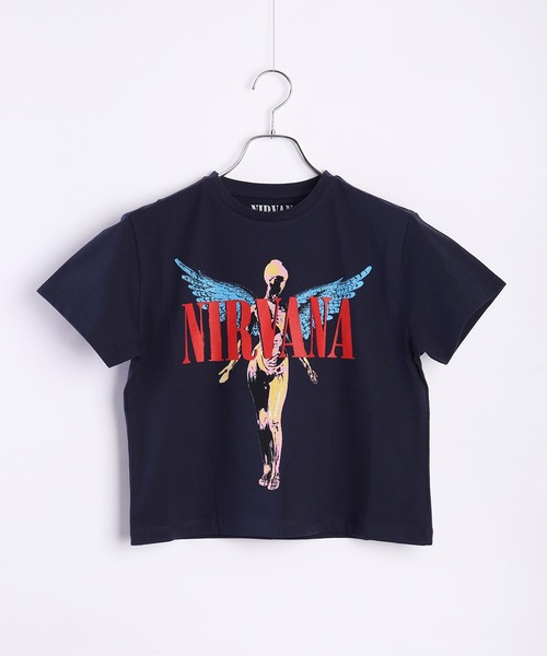 ROCK-OFF（ロックオフ）の「ROCKOFF ミュージシャン ショート丈 ロックTシャツ 半袖 プリント ニルバーナ ローリングストーンズ（Tシャツ/カットソー・レディース・ネイビー/ブラック/ダークネイビー/オリーブ/グレー系その他/ブラック系その他/グレー・S/L/M）」の11枚目の写真