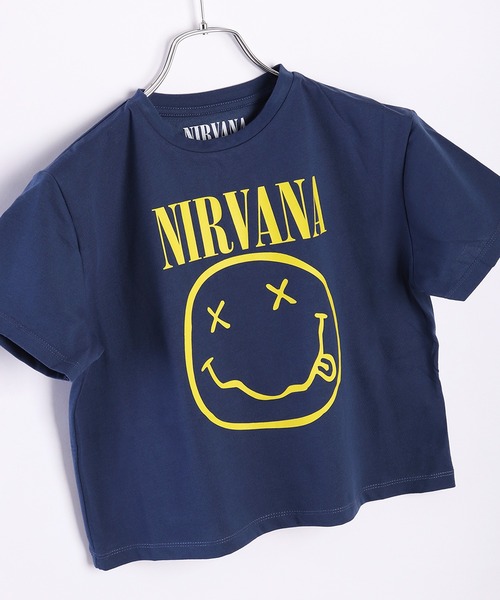ROCK-OFF（ロックオフ）の「ROCKOFF ミュージシャン ショート丈 ロックTシャツ 半袖 プリント ニルバーナ ローリングストーンズ（Tシャツ/カットソー・レディース・ネイビー/ブラック/ダークネイビー/オリーブ/グレー系その他/ブラック系その他/グレー・S/L/M）」の10枚目の写真