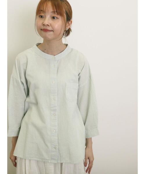 Samansa Mos2（サマンサ モスモス）の「バンドカラーゆるシャツ（シャツ/ブラウス・レディース・ミント/ネイビー/チャコールグレー/オフホワイト・F）」の4枚目の写真