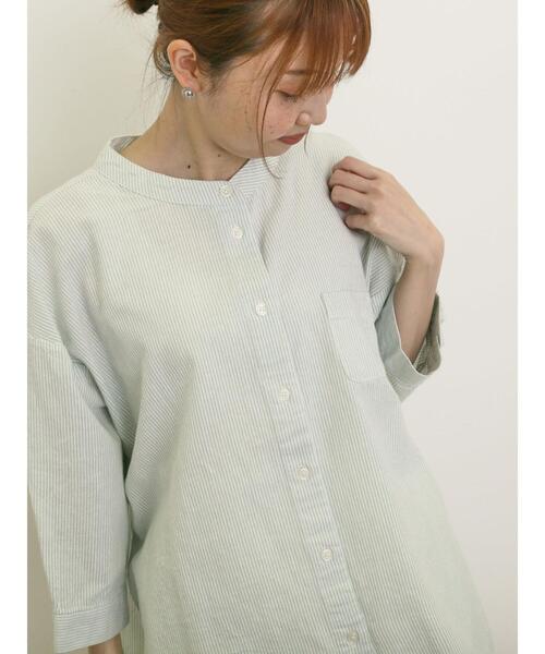 Samansa Mos2（サマンサ モスモス）の「バンドカラーゆるシャツ（シャツ/ブラウス・レディース・ミント/ネイビー/チャコールグレー/オフホワイト・F）」の5枚目の写真