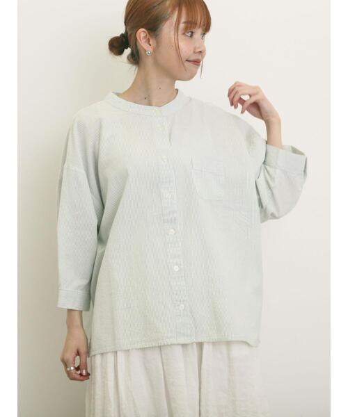 Samansa Mos2（サマンサ モスモス）の「バンドカラーゆるシャツ（シャツ/ブラウス・レディース・ミント/ネイビー/チャコールグレー/オフホワイト・F）」の7枚目の写真