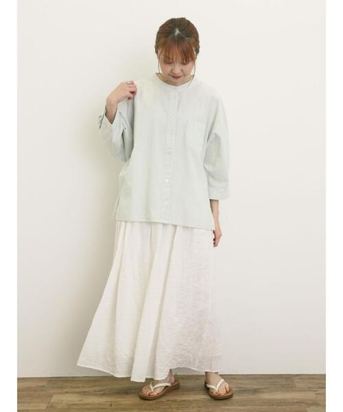 Samansa Mos2（サマンサ モスモス）の「バンドカラーゆるシャツ（シャツ/ブラウス・レディース・ミント/ネイビー/チャコールグレー/オフホワイト・F）」の8枚目の写真