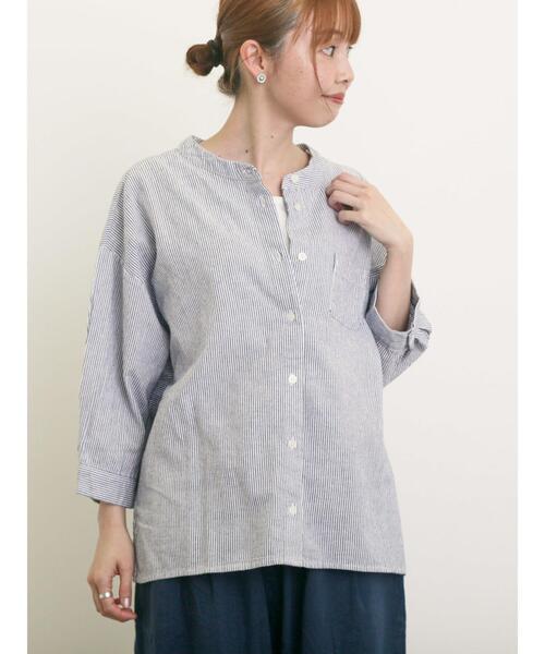 Samansa Mos2（サマンサ モスモス）の「バンドカラーゆるシャツ（シャツ/ブラウス・レディース・ミント/ネイビー/チャコールグレー/オフホワイト・F）」の12枚目の写真