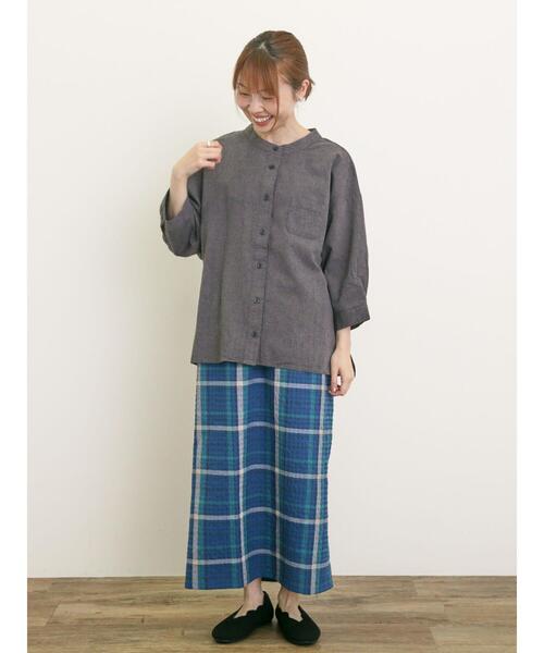 Samansa Mos2（サマンサ モスモス）の「バンドカラーゆるシャツ（シャツ/ブラウス・レディース・ミント/ネイビー/チャコールグレー/オフホワイト・F）」の21枚目の写真