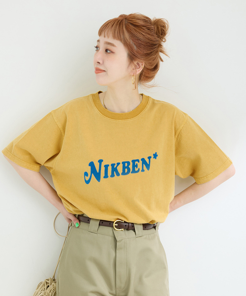 Nikben（ニックベン）の「NIKBEN / ニックベン 別注 NIKBEN ロゴTEE（Tシャツ/カットソー・レディース・グリーン/ホワイト/イエロー・FREE）」の3枚目の写真
