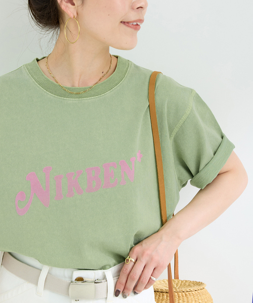 Nikben（ニックベン）の「NIKBEN / ニックベン 別注 NIKBEN ロゴTEE（Tシャツ/カットソー・レディース・グリーン/ホワイト/イエロー・FREE）」の2枚目の写真