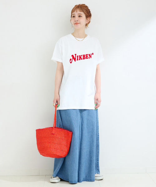 Nikben（ニックベン）の「NIKBEN / ニックベン 別注 NIKBEN ロゴTEE（Tシャツ/カットソー・レディース・グリーン/ホワイト/イエロー・FREE）」の4枚目の写真