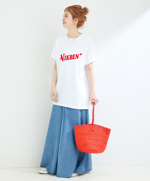 Nikben（ニックベン）の「NIKBEN / ニックベン 別注 NIKBEN ロゴTEE（Tシャツ/カットソー・レディース・グリーン/ホワイト/イエロー・FREE）」の5枚目の写真