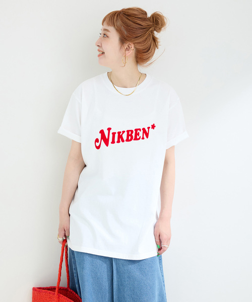 Nikben（ニックベン）の「NIKBEN / ニックベン 別注 NIKBEN ロゴTEE（Tシャツ/カットソー・レディース・グリーン/ホワイト/イエロー・FREE）」の7枚目の写真