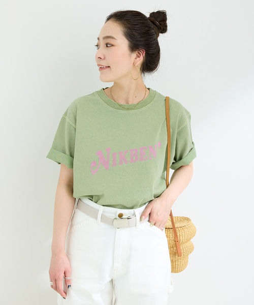 Nikben（ニックベン）の「NIKBEN / ニックベン 別注 NIKBEN ロゴTEE（Tシャツ/カットソー・レディース・グリーン/ホワイト/イエロー・FREE）」の13枚目の写真