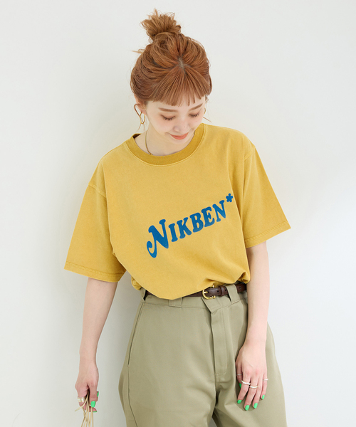 Nikben（ニックベン）の「NIKBEN / ニックベン 別注 NIKBEN ロゴTEE（Tシャツ/カットソー・レディース・グリーン/ホワイト/イエロー・FREE）」の19枚目の写真