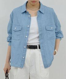 美品 ガリャルダガランテ コットン100% レギュラーカラー ブルーシャツ GALLARDAGALANTE｜ガリャルダガランテのシャツ/ブラウス（ブルー