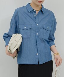 【新品,タグ付】ガリャルダガランテ デニムオーバーシャツ ブルー ガリャルダガランテ GALLARDAGALANTE デニムシャツ （blue