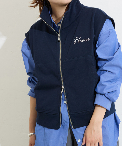 JOURNAL STANDARD(ジャーナルスタンダード)の「OE裏毛ダブルジップベスト(ベスト・レディース・ネイビー/チャコールグレー・FREE)」の1枚目の写真